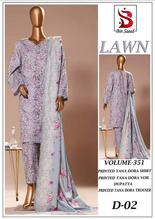 Bin Saeed Tana Dora Lawn 3Pc Suit