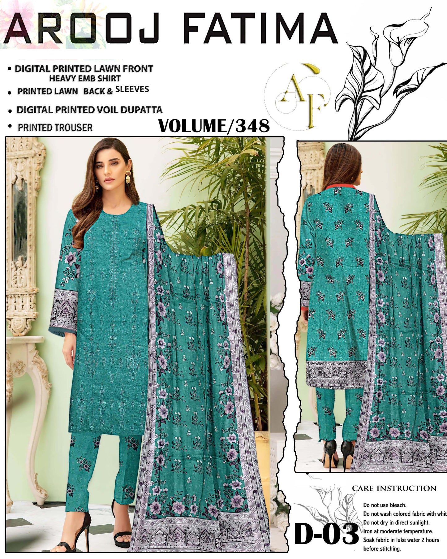 AROOJ FATIMA Original 3Pc Suit