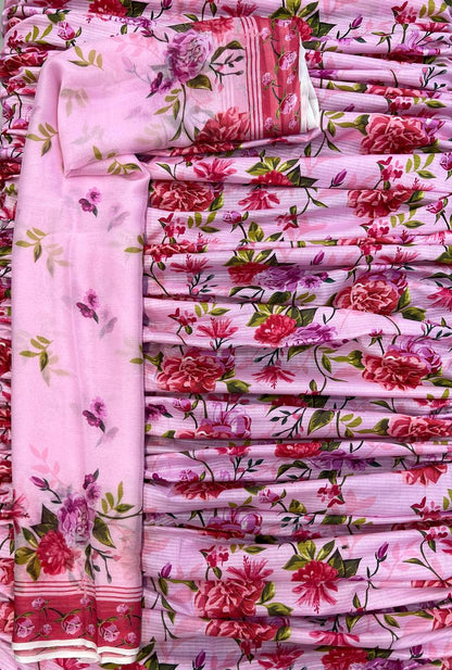 Original Bareeza 3Pc With Bamber Chiffon Dupatta