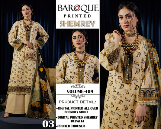 Baroque Printed Shemrey Winter 3PC