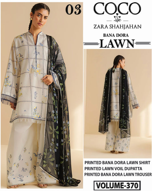 COCO ZARA SHAHJAHAN LAWN 3Pc