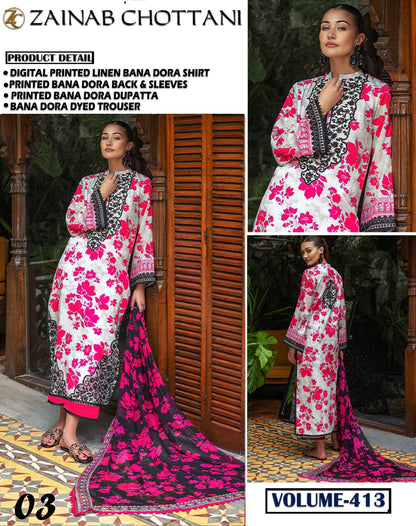 Zainab Chottani Bana Dora linen 3 Pc