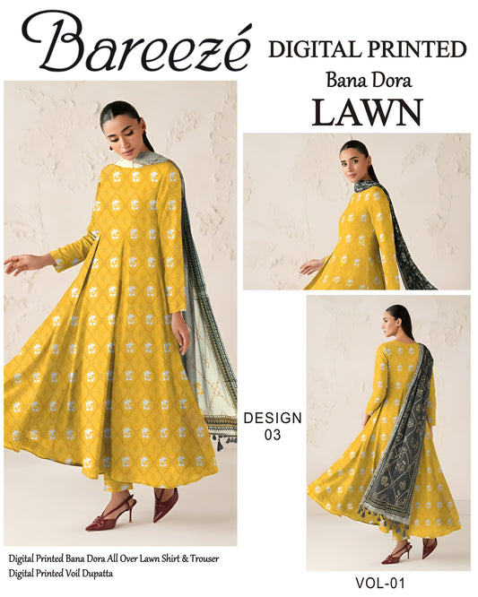 Bareeze Classy Bana Dora Lawn 3PC | Frock Style