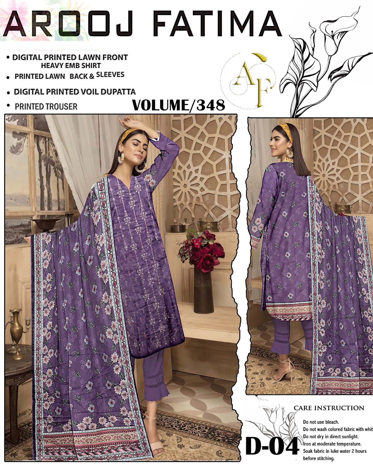AROOJ FATIMA Original 3Pc Suit