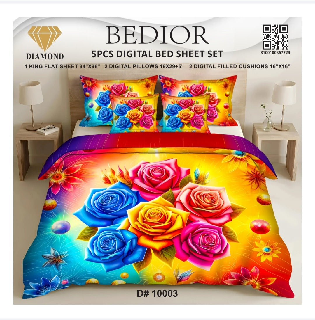 BEDIOR 5PCS DIGITAL BED SHEET SET  10003