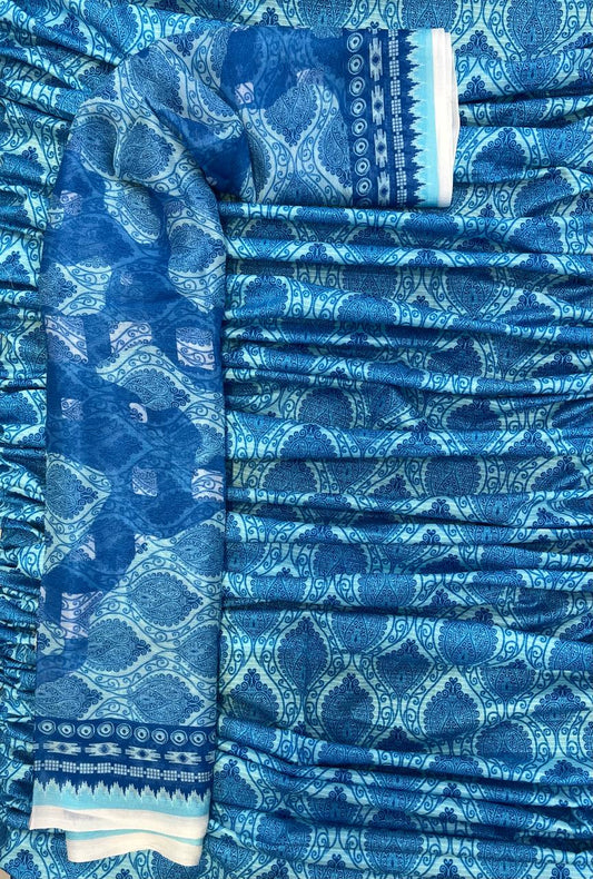Original Bareeza 3Pc With Bamber Chiffon Dupatta