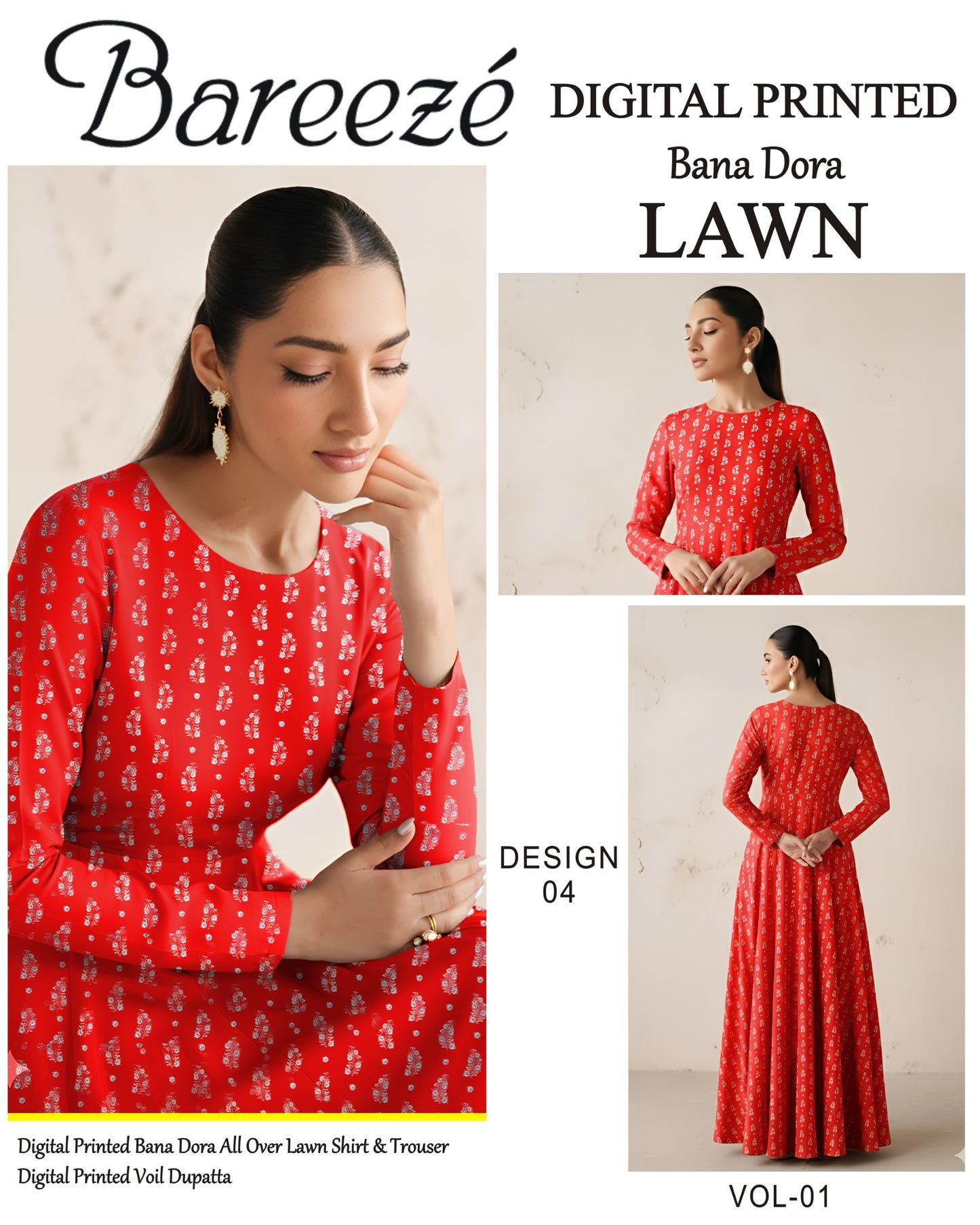 Bareeze Classy Bana Dora Lawn 3PC | Frock Style