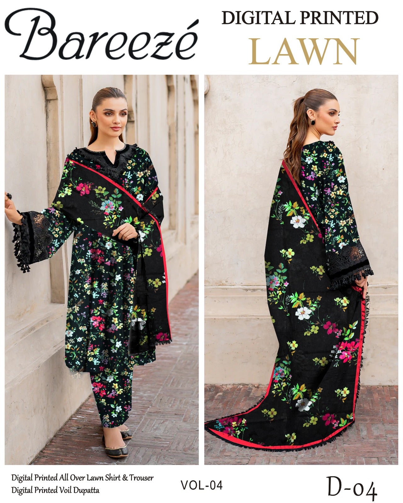 Bareeze Lawn 3PC with Voil Dupatta – Summer Edition
