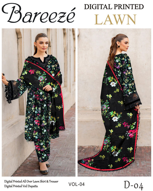Bareeze Lawn 3PC with Voil Dupatta – Summer Edition