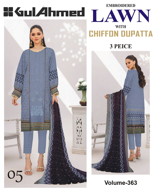 Different Brands Emb Lawn 3Pc Suit