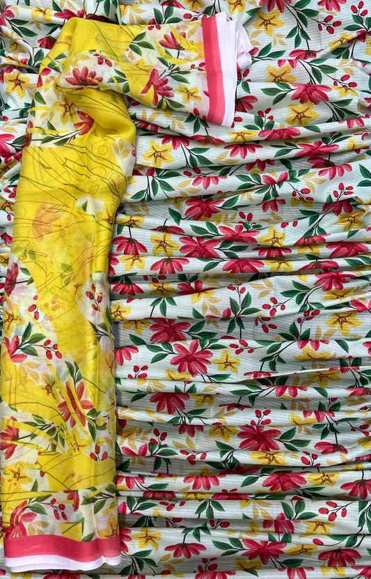 Original Bareeza 3Pc With Bamber Chiffon Dupatta