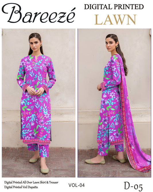 Bareeze Lawn 3PC with Voil Dupatta – Summer Edition