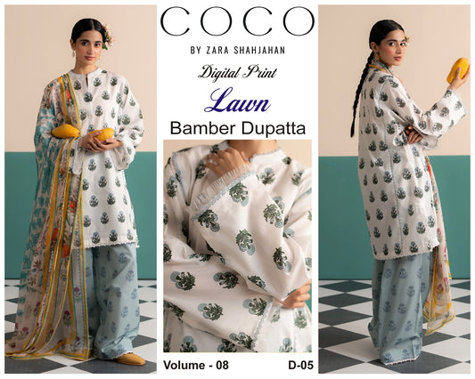 COCO by Zara Shah Jahan Digital Printed 3PC Lawn Suit with Bamber Chiffon Dupatta