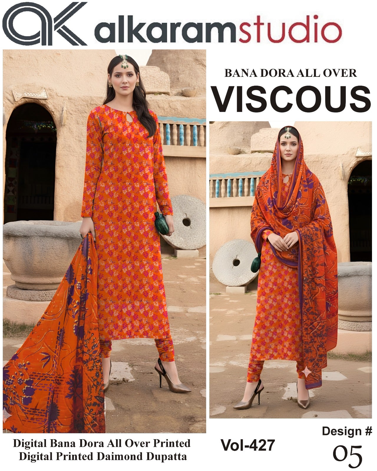 Alkaram Bana Dora Allover Viscose 3PC