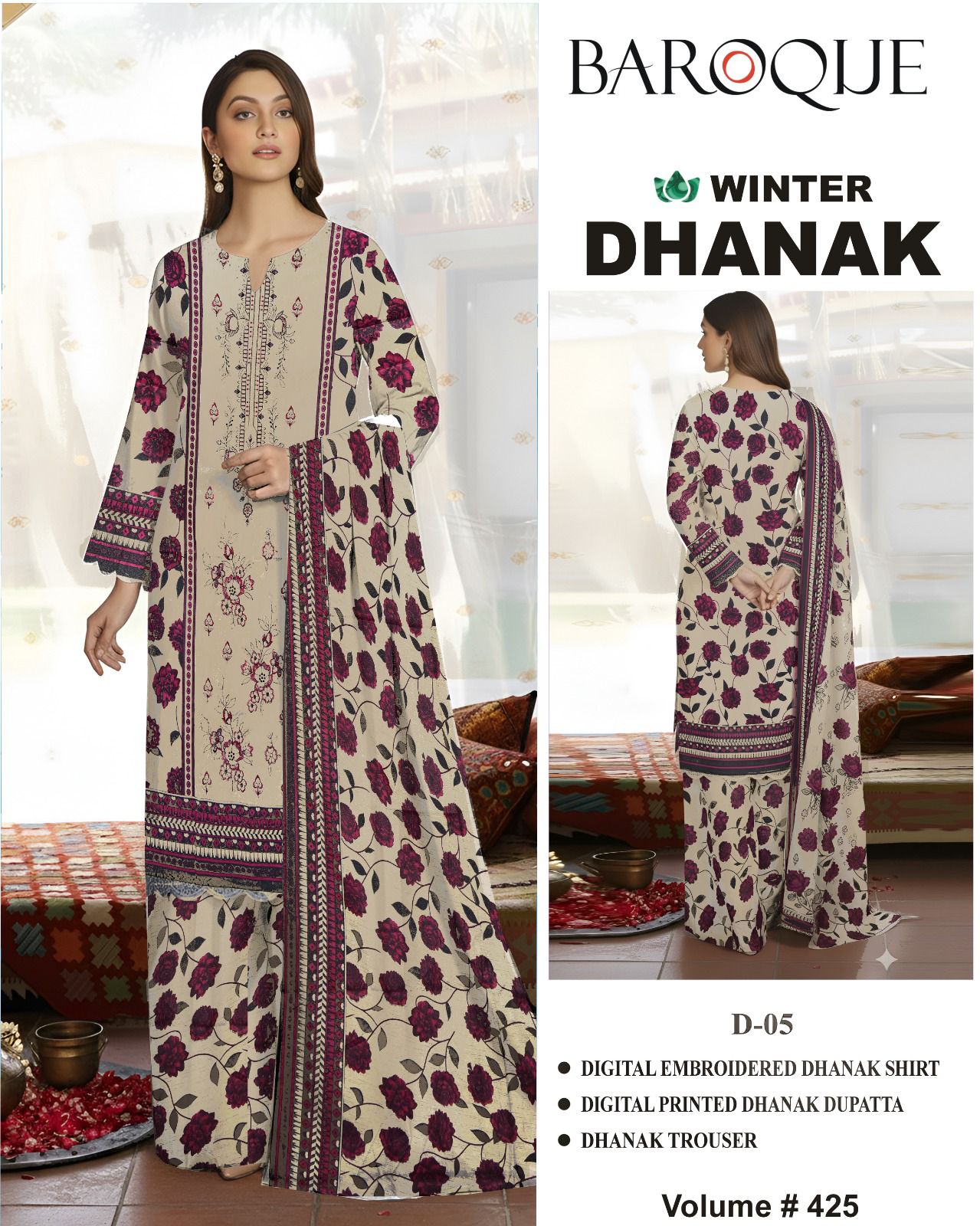 Winter Special Dhanak Emb 3PC | Mix Brand Selection