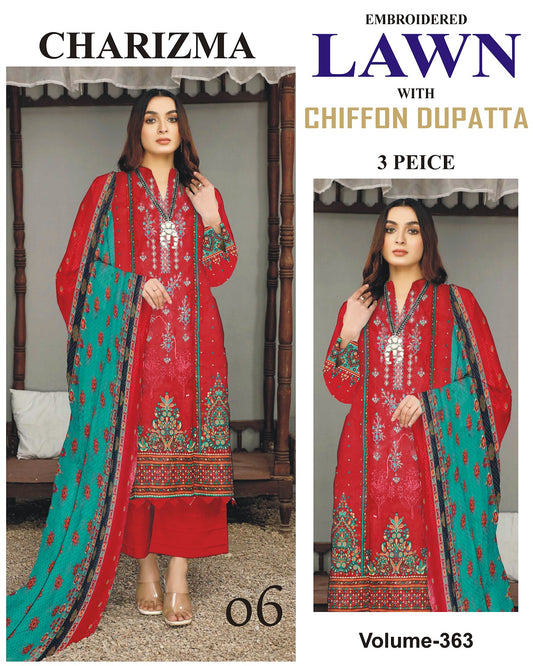 Different Brands Emb Lawn 3Pc Suit