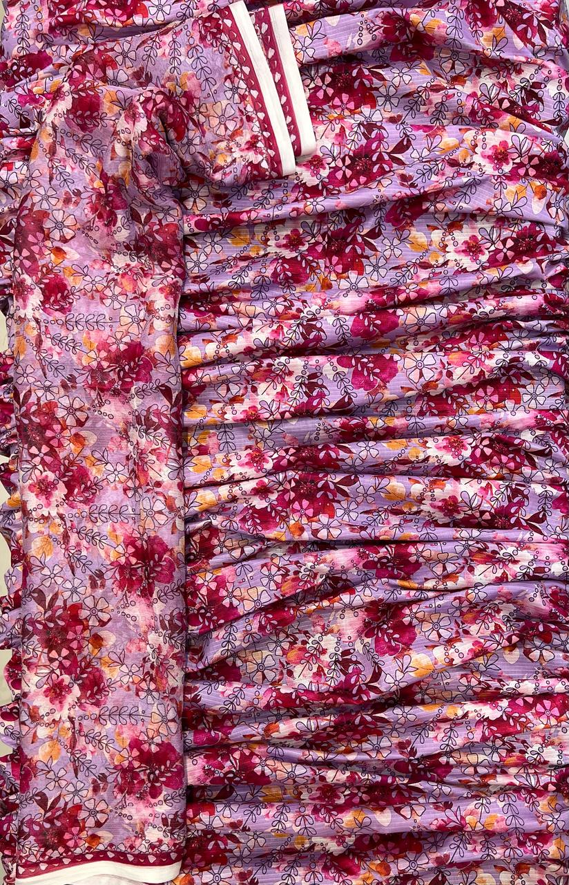 Original Bareeza 3Pc With Bamber Chiffon Dupatta