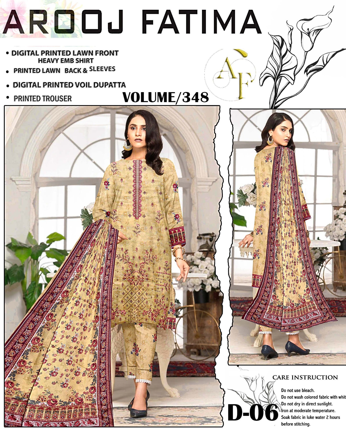 AROOJ FATIMA Original 3Pc Suit