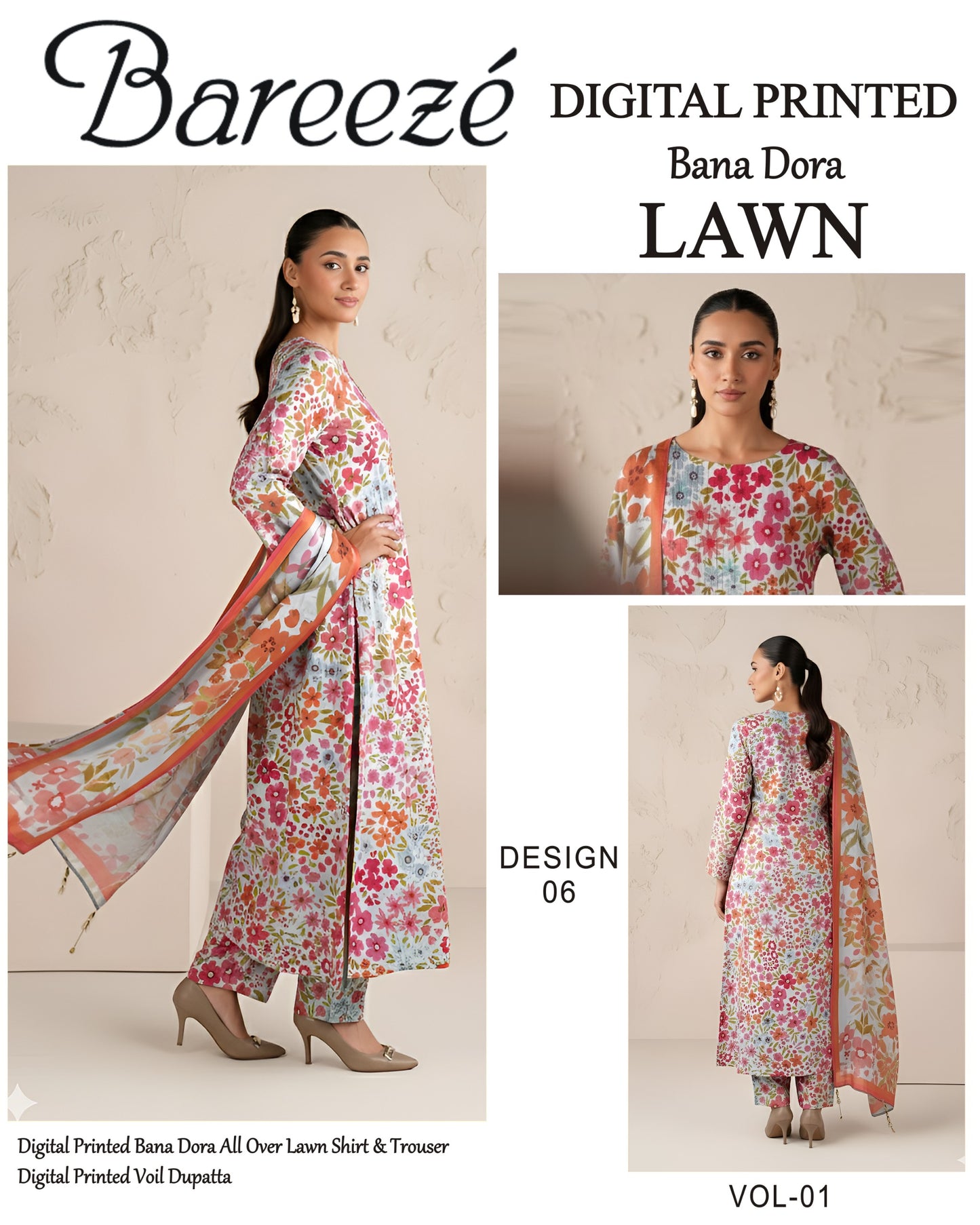Bareeze Classy Bana Dora Lawn 3PC | Frock Style