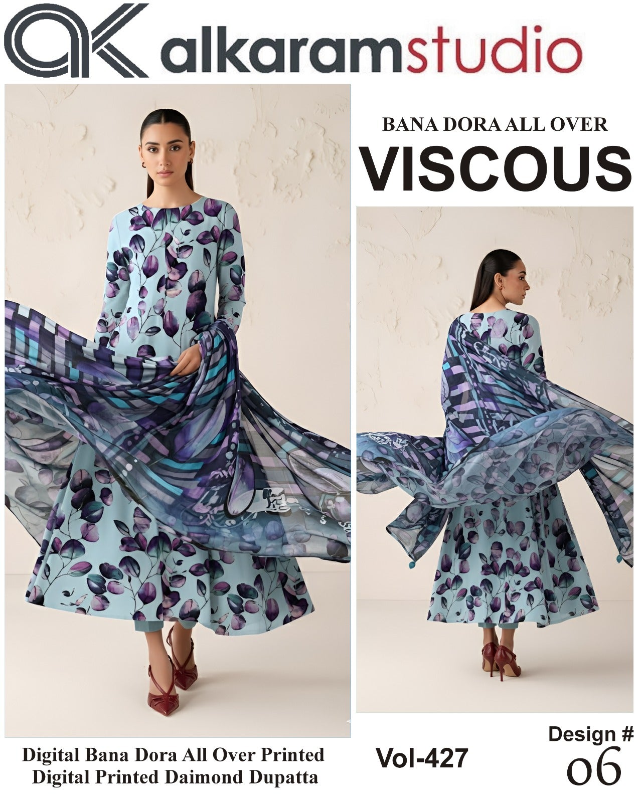 Alkaram Bana Dora Allover Viscose 3PC