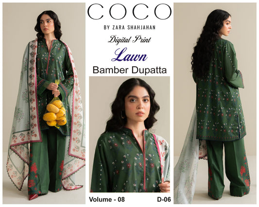 COCO by Zara Shah Jahan Digital Printed 3PC Lawn Suit with Bamber Chiffon Dupatta