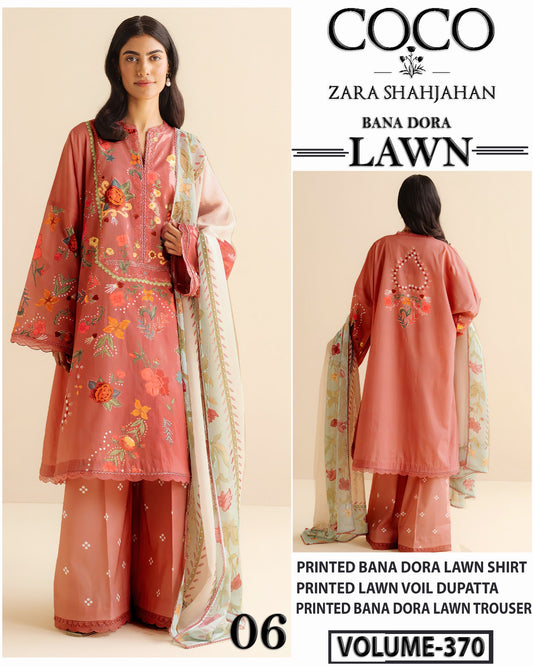 COCO ZARA SHAHJAHAN LAWN 3Pc