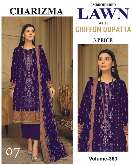 Different Brands Emb Lawn 3Pc Suit