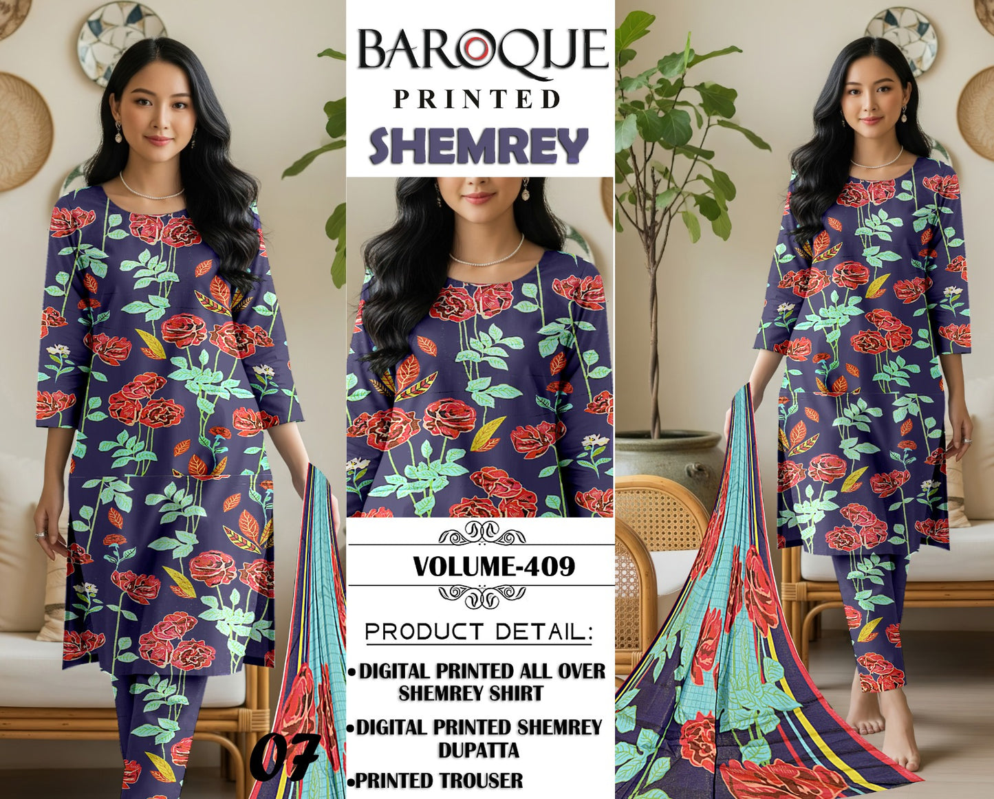 Baroque Printed Shemrey Winter 3PC