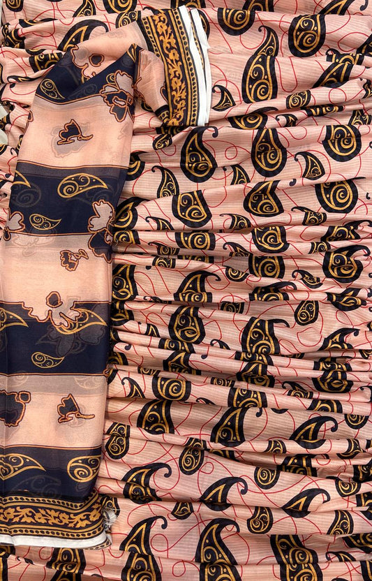 Original Bareeza 3Pc With Bamber Chiffon Dupatta
