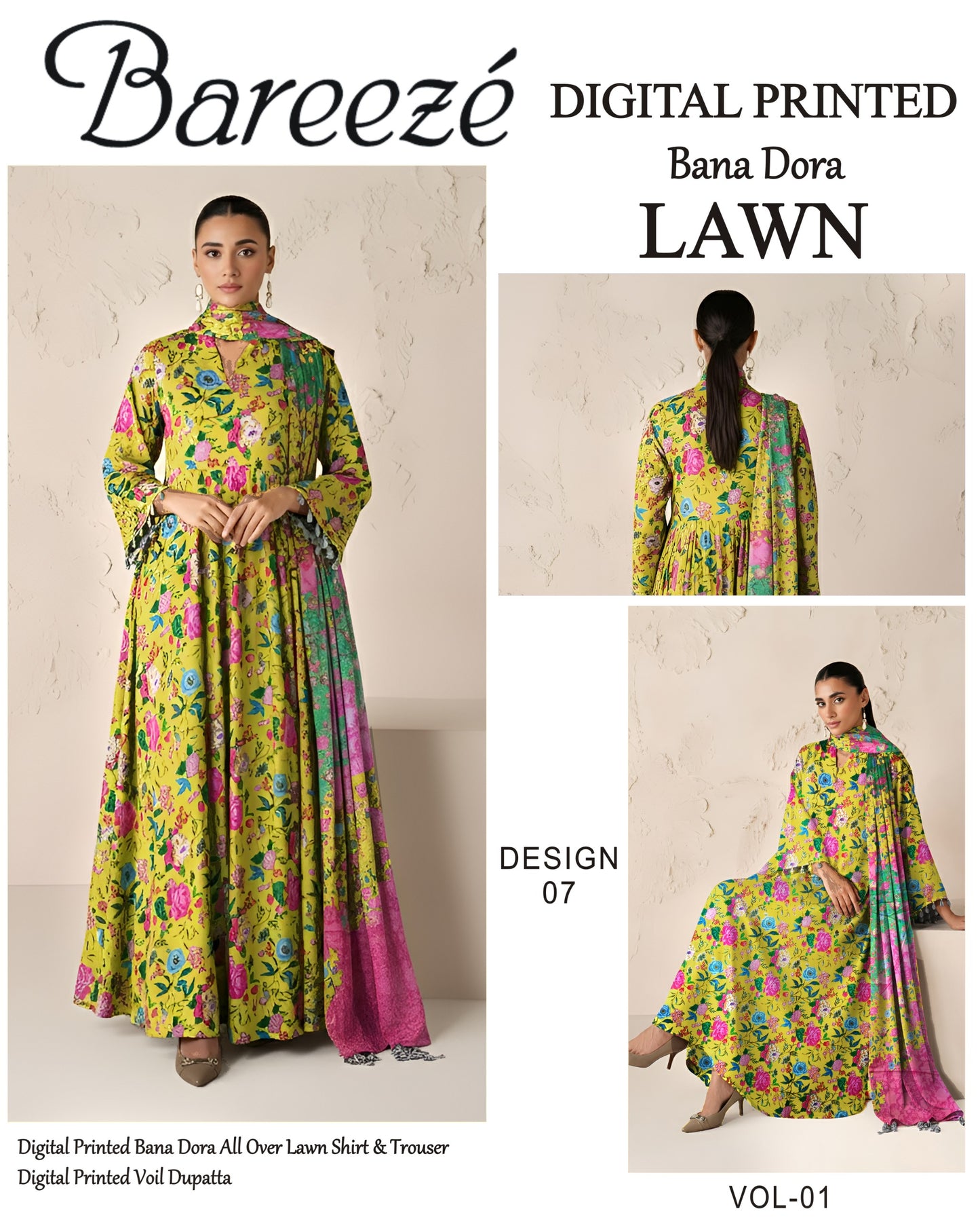Bareeze Classy Bana Dora Lawn 3PC | Frock Style