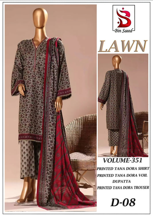 Bin Saeed Tana Dora Lawn 3Pc Suit