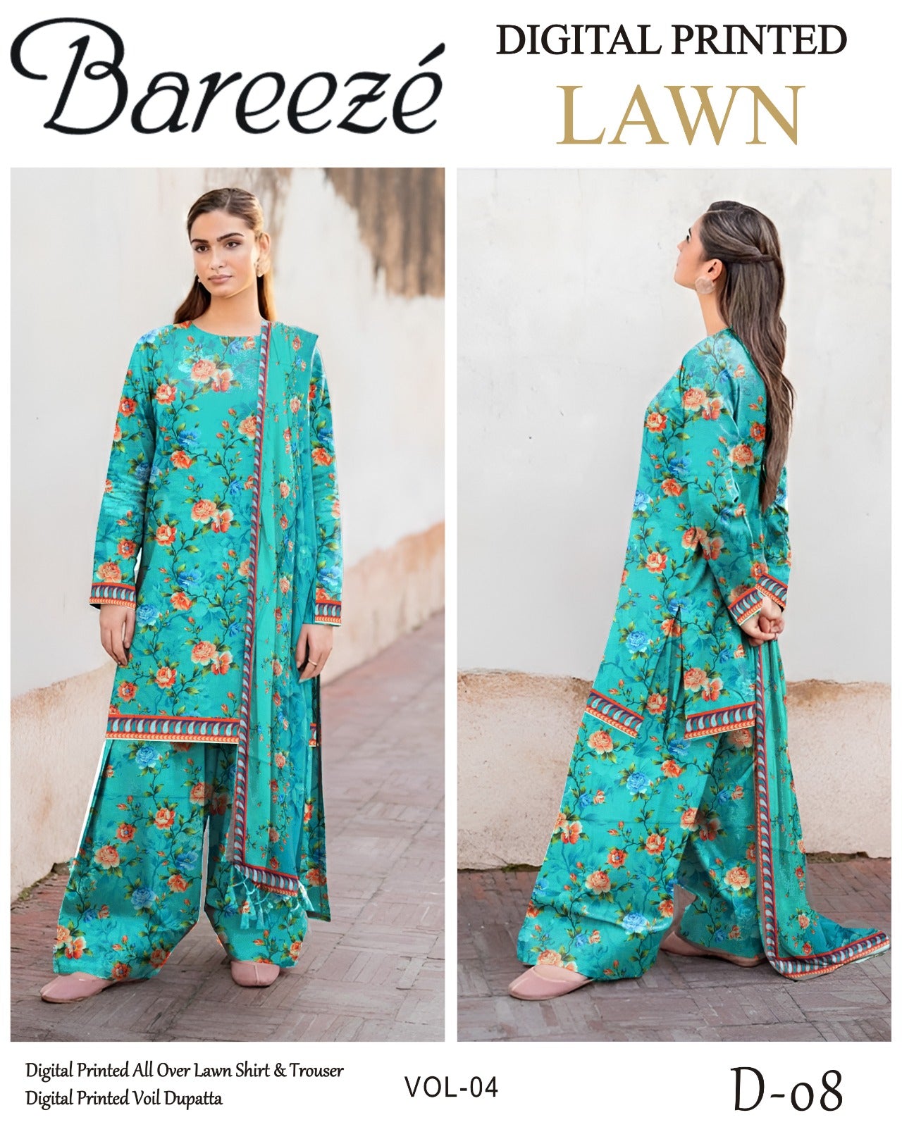 Bareeze Lawn 3PC with Voil Dupatta – Summer Edition