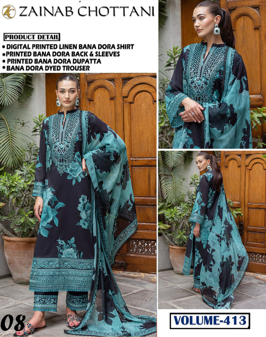 Zainab Chottani Bana Dora linen 3 Pc