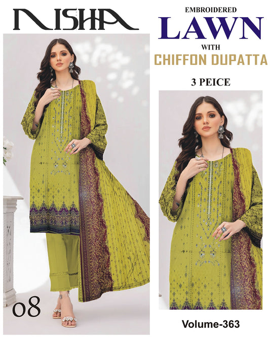 Different Brands Emb Lawn 3Pc Suit