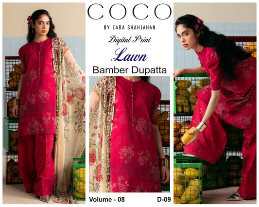 COCO by Zara Shah Jahan Digital Printed 3PC Lawn Suit with Bamber Chiffon Dupatta
