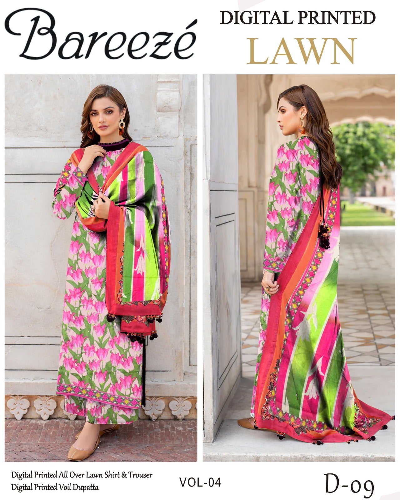 Bareeze Lawn 3PC with Voil Dupatta – Summer Edition