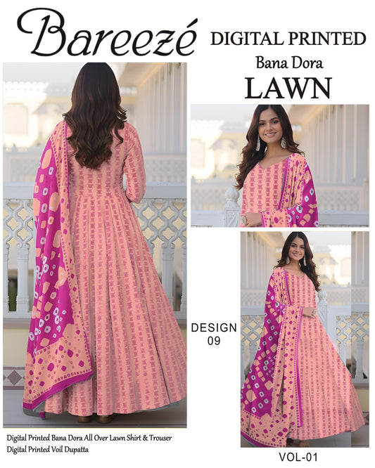 Bareeze Classy Bana Dora Lawn 3PC | Frock Style