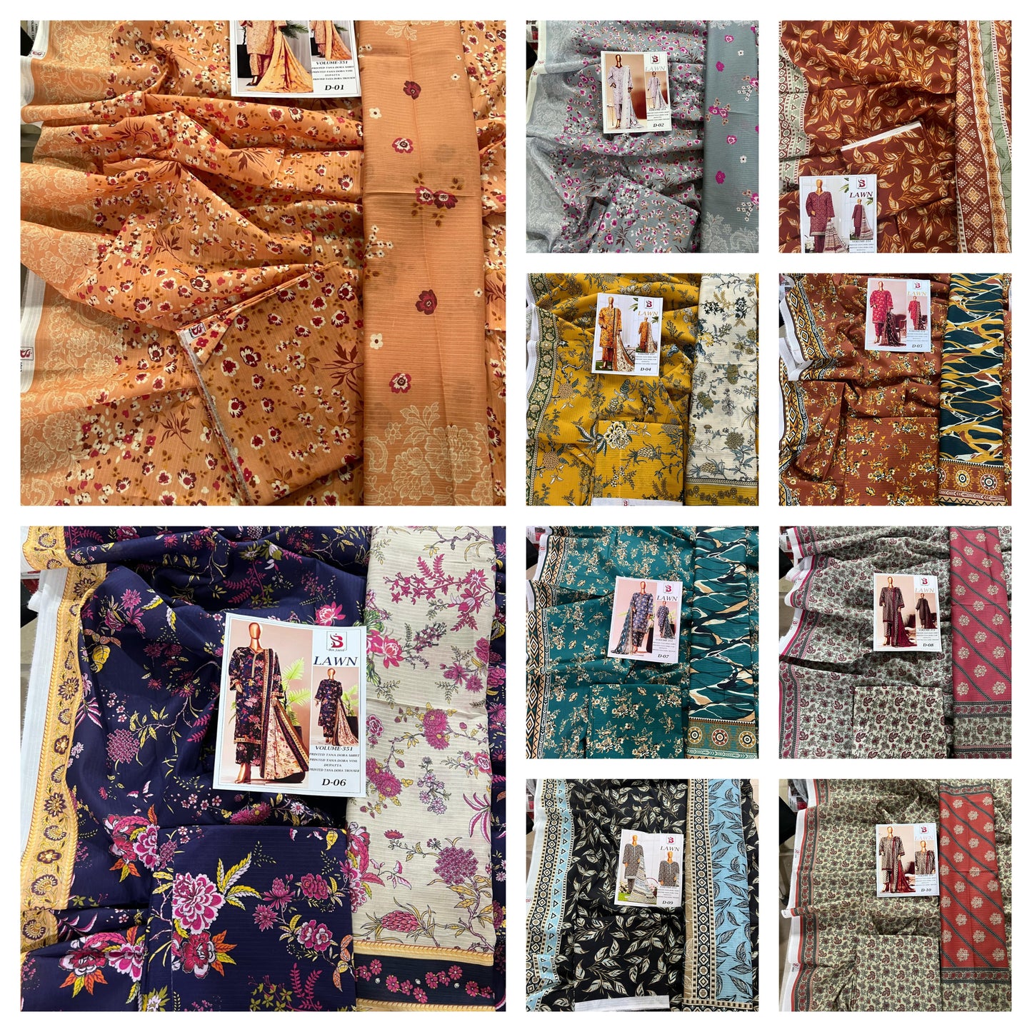 Bin Saeed Tana Dora Lawn pack of 10 Dresses