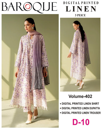BAROQUE LINEN Digital Printed 3PC