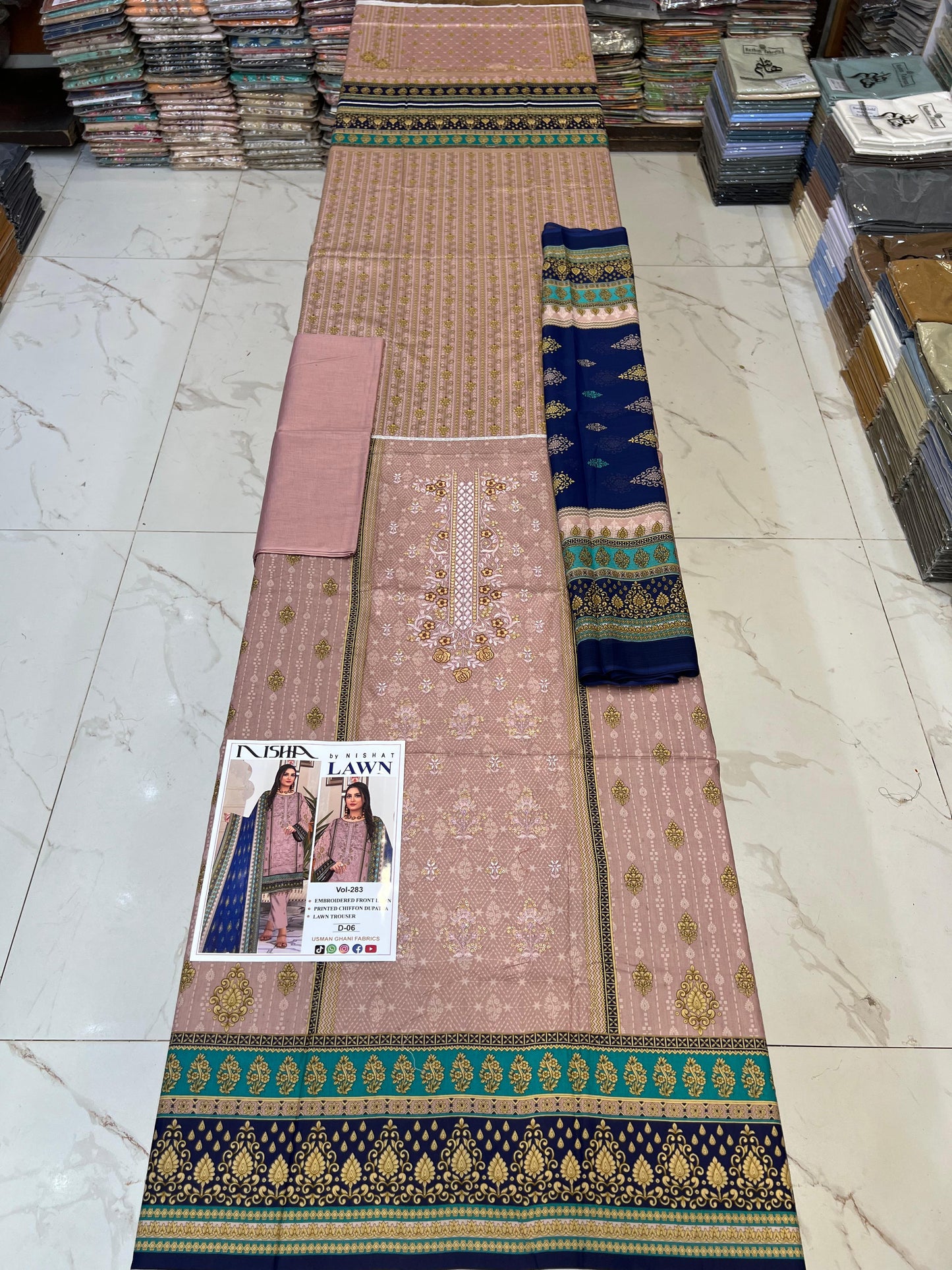 Lawn Embroidered Suit With Chiffon Dupatta