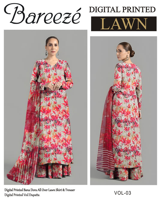 Bareeze Classy Lawn 3PC – Summer Collection