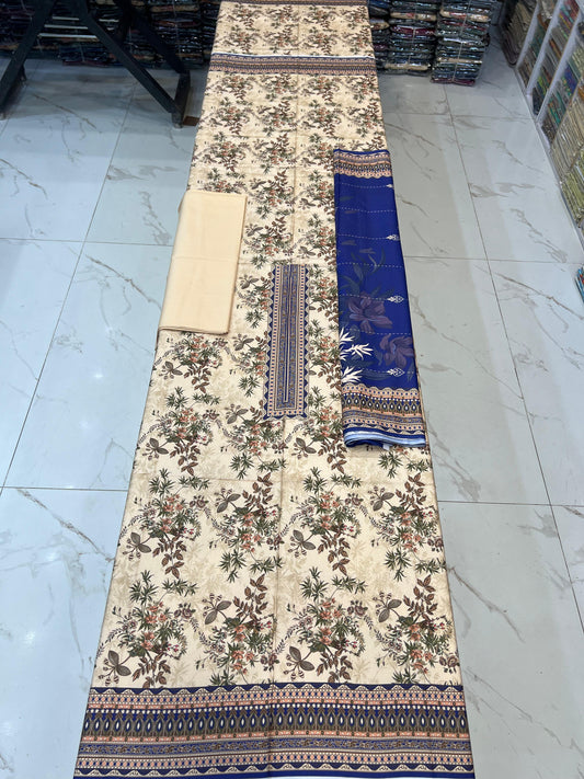 Classic Plain Linen 3PC with Same Fabric Dupatta