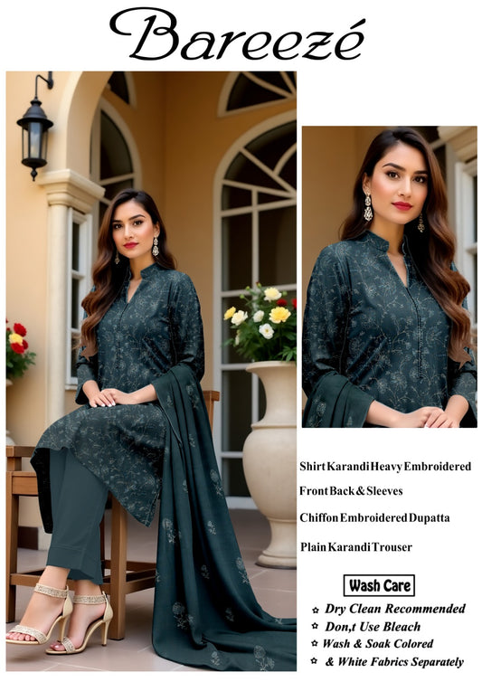 Bareeze karandi Embroidered 3PC