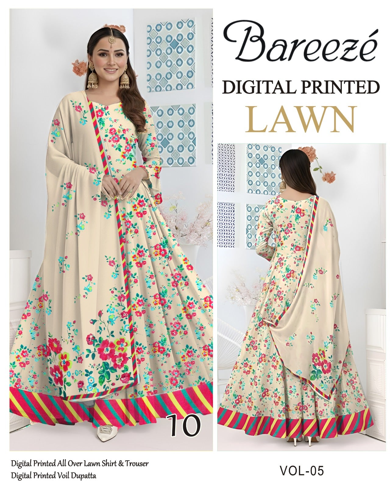Bareeze Summer Lawn 3PC Suit with Voil Dupatta