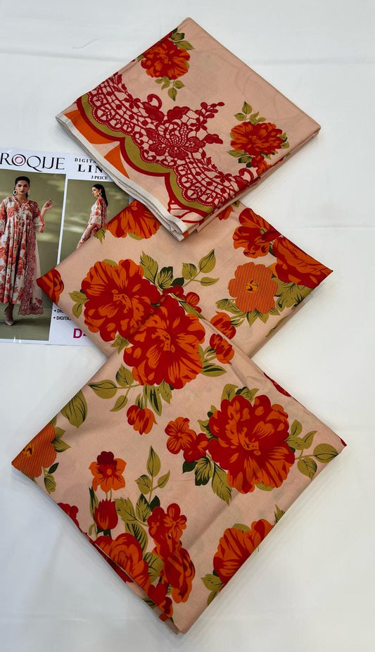 BAROQUE LINEN Digital Printed 3PC