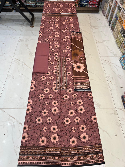 ✨Classic Plain Linen 3PC with Same Fabric Dupatta✨