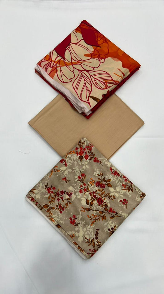 Classic Plain Linen 3PC with Same Fabric Dupatta