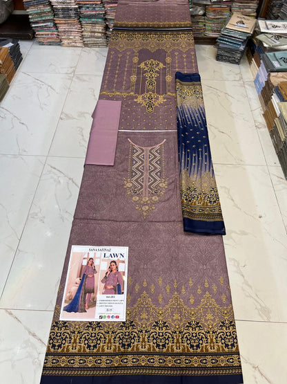 Lawn Embroidered Suit With Chiffon Dupatta