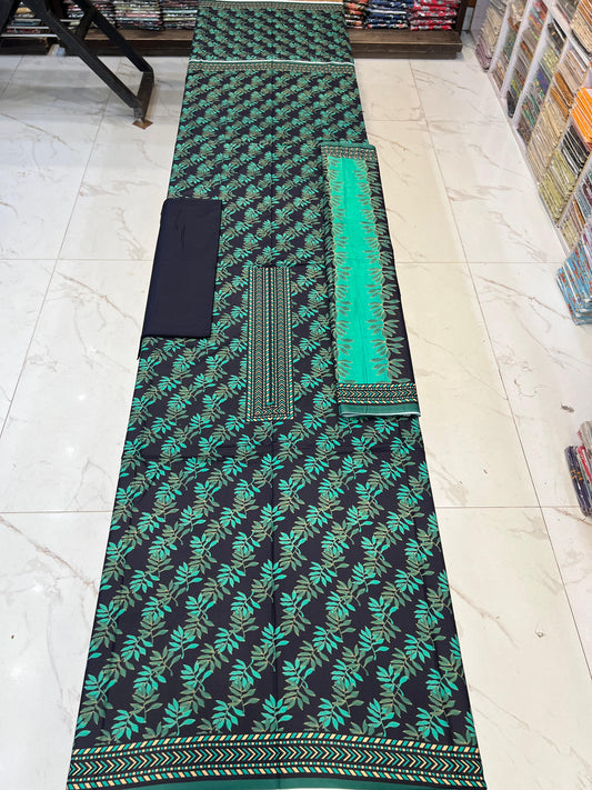 ✨Classic Plain Linen 3PC with Same Fabric Dupatta✨