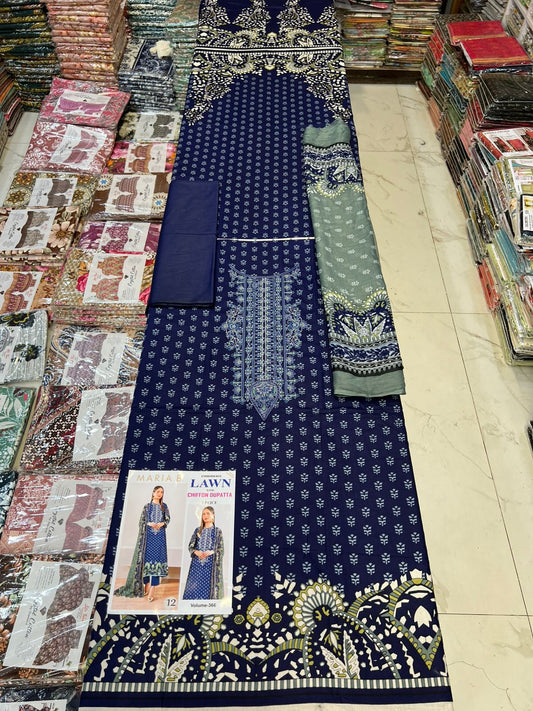 Different Brands Emb Lawn 3Pc Suit